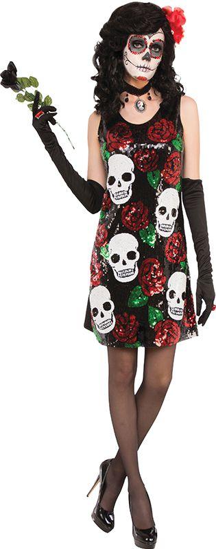 Skull And Roses Sequin Dress